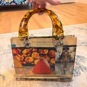 Couture Planet Upcycled Newspaper Tote Bag Sarah Burton McQueen Tortoise‎ Handle